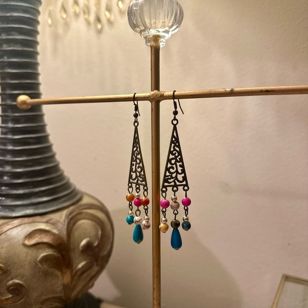 Bohemian Dangle Earrings with Colorful Beads